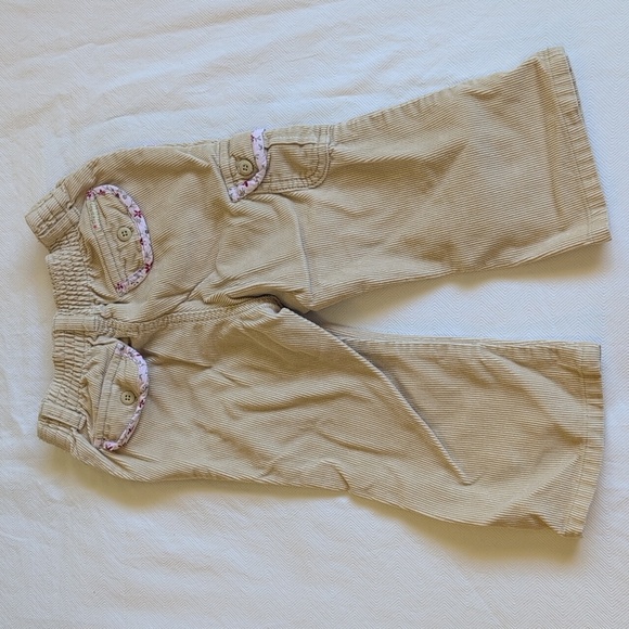 old navy beige cotton corduroy cargo pants with floral trim 2T toddler girls - Picture 8 of 11